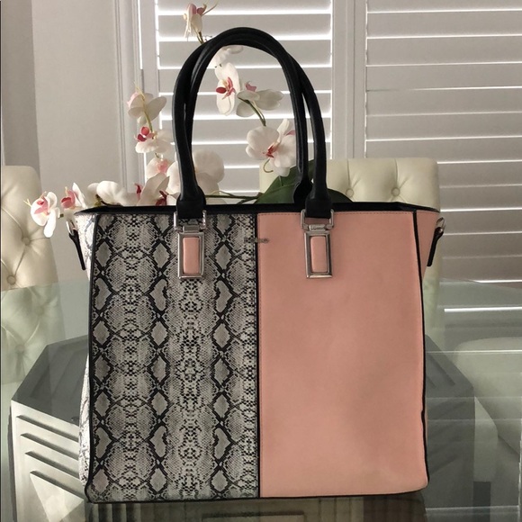 bebe Handbags - bebe pink and snake skin bag